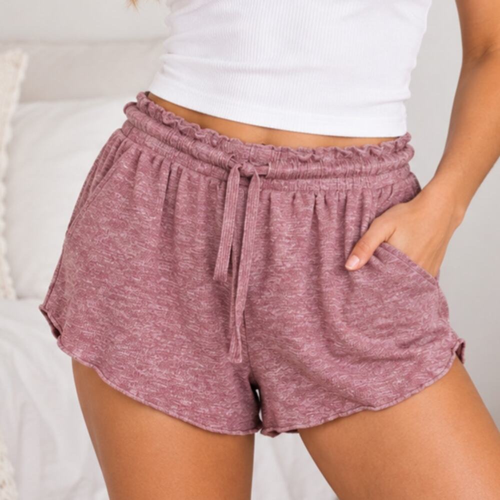 Danskin Lounge Pull On Shorts Women's Size S Pink Tie Waist Soft Casual Cozy